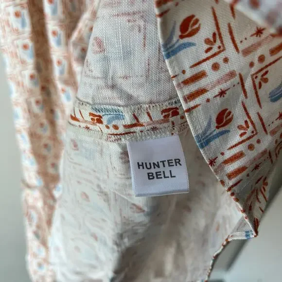 Hunter Bell Dress Palmer Floral Tulip Puff Sleeve White Orange Maxi Dress‎ Sz M - Picture 8 of 9